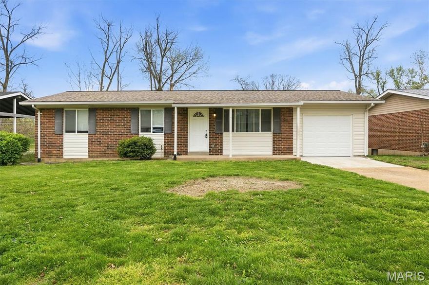 This charming ranch in the heart of Maryland Heights offers a bright, modern layout with three bedrooms, three bathrooms, and a clean, flexible lower level ready for your finishing touches. Step inside to a warm living room with refinished wood flooring and great natural light, flowing into the stylish eat-in kitchen featuring luxury vinyl plank flooring, granite counters, custom cabinetry, and matching stainless-steel appliances.

Down the hall are three comfortable bedrooms with wood flooring, including a primary suite with its own private half-bath, along with a second updated full bathroom on the main level.

The walk-out lower level provides a massive 40×17 recreation area with fresh paint, exposed ceilings, and plenty of open space—partially finished and ready for customization. A large laundry area and a third full bathroom add convenience and functionality.

Outside, the home sits on a lot that backs to a wooded area, offering privacy and a peaceful backdrop. The backyard includes a deck off the kitchen and a gently sloping yard leading to the trees. An attached 1-car garage and driveway provide easy parking.

Located in the desirable Pattonville School District and close to parks, restaurants, and major highways, this move-in-ready home blends comfort, updates, and convenience.