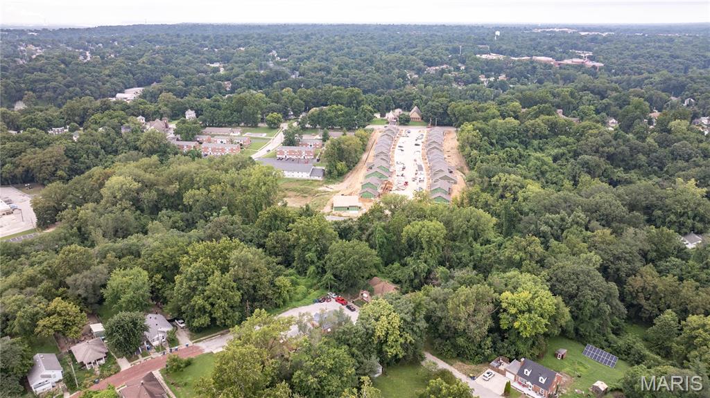 Bird's eye view of a heavily wooded area