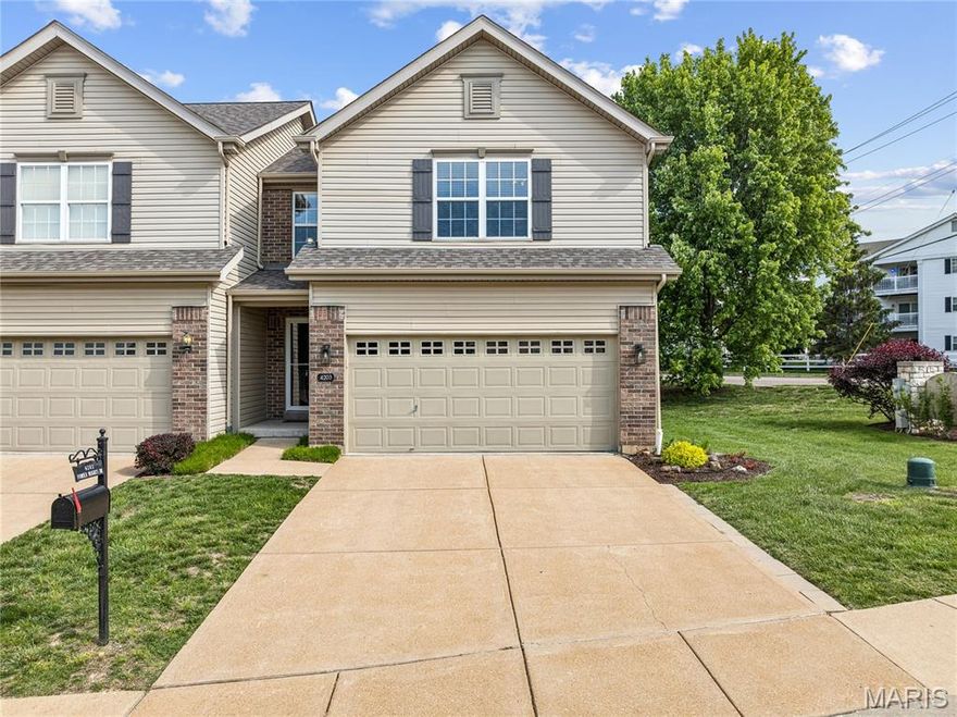 Welcome to 4203 Forder Heights Drive, a spacious two-story townhome offering comfort, convenience, and a thoughtful layout in the Mehlville School District. The main level opens with an inviting entrance foyer and a bright living room with wood flooring, creating an easy flow for everyday living and gathering. The eat-in kitchen features stainless steel appliances, a pantry, generous workspace, and room for casual dining, with access to a newer patio for simple indoor-outdoor living. Upstairs, all three bedrooms are tucked together for privacy, including a comfortable primary suite with 2 walk-in closets and private full bath. A second full bath and convenient upper-level laundry make the daily routine feel easy and practical. The partially finished lower level adds even more flexibility with a spacious recreation room, plus additional utility and storage space for the things you do not want in the main living areas. With a 2-car garage, wooded backdrop, nearby public transit, and HOA-covered exterior conveniences including grounds maintenance, parking/roads, snow removal, and some insurance, this townhome is designed for low-maintenance living without sacrificing space. Recent updates to the neighborhood include new roofs, gutters, resurfaced parking lots;  this is truly maintenance free living for years to come!  Close to everyday shopping, dining, highways, and South County conveniences, this one is ready to welcome you home.