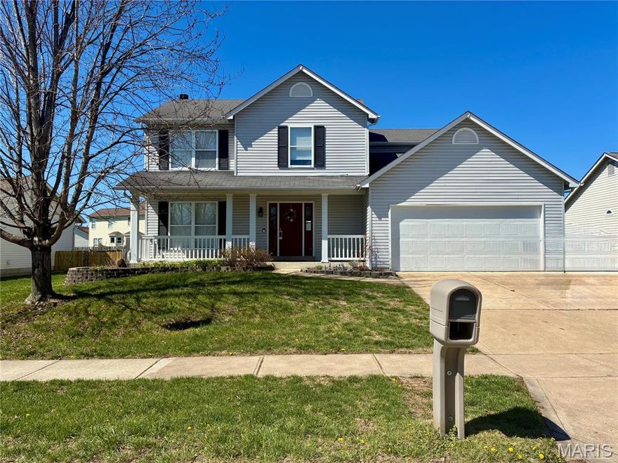 This awesome 4 BR 2.5 BA home located in the heart of O'Fallon may provide the perfect opportunity for someone wanting to potentially do sweat equity to increase the value of their home OR possibly take advantage of a renovation loan to select their own updates and finishes without having to do the work themselves! Either way, this diamond in the rough could be a great option for some lucky buyer. The home features an attractive floor plan with wood burning fireplace, spacious kitchen with center island and unique large bay window with countertop over the sink, separate dining room with arched doorway and two walls of windows that allow in a flood of natural light, main floor laundry leads to the 2-car garage.  There are 3 bedrooms upstairs and a hall bath, plus a primary bedroom with luxury en suite which includes double bowl vanity, corner jetted tub and separate shower. Unfinished basement with roughed-in bath. new HVAC system installed 7/25, Level fenced yard. Privacy fence installed in 2021. Come take a look and imagine all the possibilities for yourself!