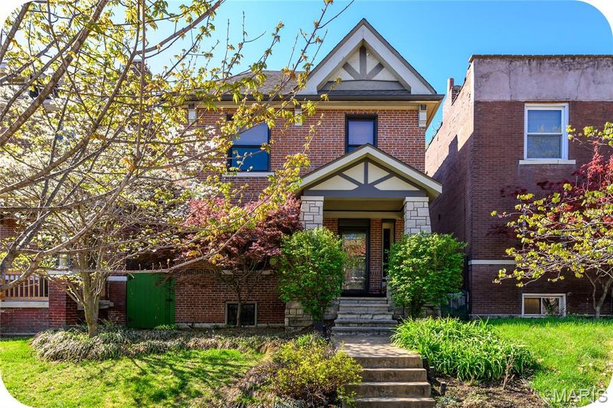 Open house Sunday 4/12 1-3pm. City living at its finest! You will fall in love with this well-maintained gorgeous home in the desirable Shaw neighborhood steps away from MOBOT, dining, Tower Grove Park and more! As you walk up you will notice the historic brick exterior and covered porch inviting you in for a look around. Step inside and find a spacious, light filled living room with beautiful hardwood floors and a decorative fireplace that leads into an equally charming dining room perfect for hosting friends and family. The open kitchen is clean and modern with butcher block countertops, and stainless appliances. An updated full bath completes the first floor. Head upstairs and you will find 4 bedrooms, 2 of them large and spacious, the other two perfect for a nursery, home office, gym or craft room and a second full bath. Lots of space to spread out and make your own. The upstairs also has newer windows and hardwood floors throughout. The unfinished basement is clean and tidy and could be finished off as additional living space. Head outside to the backyard and find a charming fully fenced green space perfect for furry friends, kiddos and BBQ's and a 2 car garage for off street parking. Don't miss out! It won't last long.