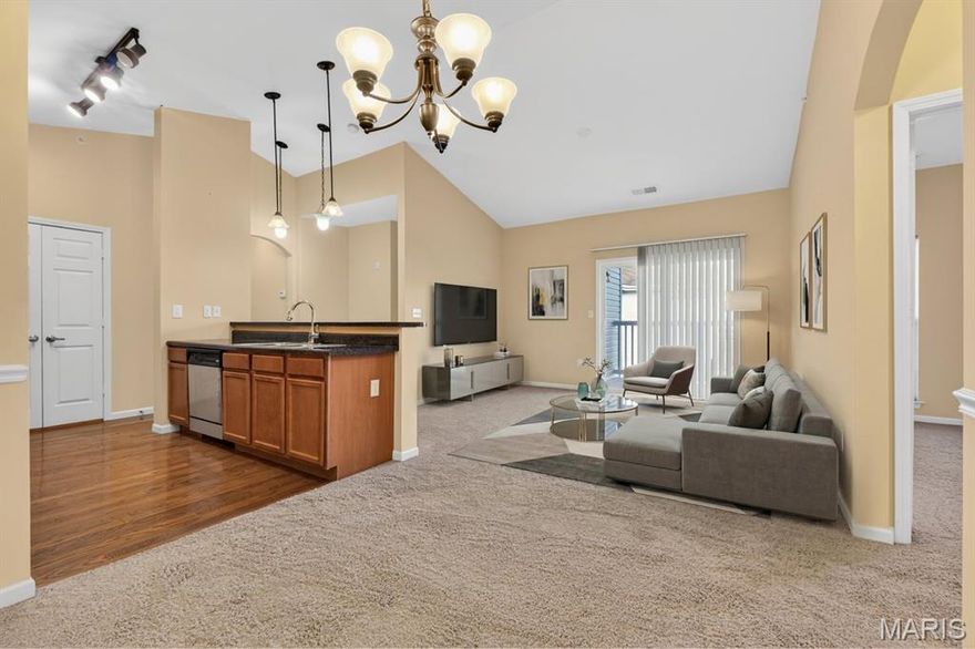 Third-floor unit with vaulted ceilings! This well-maintained 2 bed, 2 bath condo offers 941 sq ft of bright, open living space with a functional layout perfect for everyday living or entertaining. The primary bedroom is complemented by a full, detached bathroom, while the second bedroom is ideal for guests or a home office.

Enjoy low-maintenance living in Bridgewater Cove with access to a pool and fitness center. Conveniently located near major highways, shopping, and dining, and within the Mehlville School District. A great opportunity for an owner-occupant or investor alike.