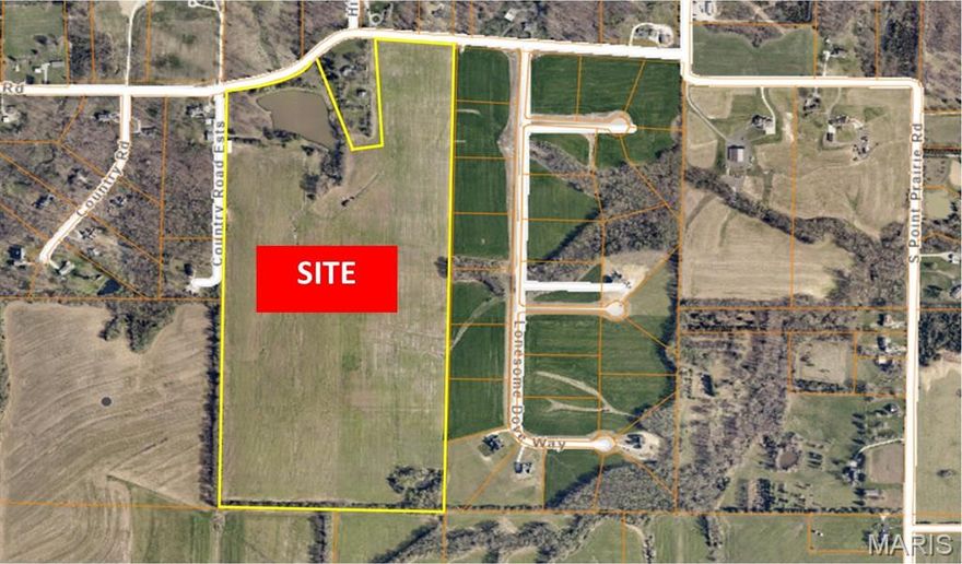 85 +/- Acres in Unincorporated St. Charles County, Fastest Growing County in MO, w/44% new job growth in STL Region. Beautiful land with stocked 3+/- acre pond, 70+/- ac crop. Easy developable land w/tree lines, Uses; residential lots, mini farm, family compound.  Live in the country w/paved roads yet reach I-70 in 7+/- Min, and I-64/I-70 or I-64/Hwy 364 in 15+/-Min.  St. Charles County’s top 3 MOSAICS; Booming w/Confidence 27%, Flourishing Family 22% and Promising Families 14%.  RED BARN is not for sale, will be removed prior to closing.