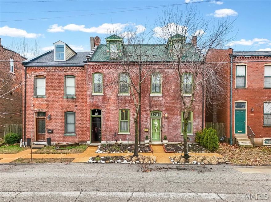 What a magnificent place with over 3,600 sqft to call HOME - Unique three story home with approx. 5 car parking in the back right across the park! A piece of history & art - you'll LOVE this home the second you enter. Large living room foyer followed by dining area. Office/ Library / main floor bedroom conversion off to your left. Convenient main area features the spacious kitchen with stainless steel appliances as well as additional dining / family room & a half bath! Second floor offers laundry, three bedrooms, a kitchenette and additional family room. The third floor has an outstanding layout with not one but TWO primary suites bedrooms incl. spacious private full baths & walk-in closets. Great natural light throughout incl. skylights on the third floor/ 2nd floor hallway. Thoughtful finishes throughout incl. exposed brick, historic features, hardwood flooring+++ BIG lot, partially fenced-in backyard, awesome patio and so much more! This is a one of a kind opportunity. Home comes with a built in intercom system, an alarm system with cameras and monitors and features wrought iron fencing. Schools include Gateway Global Education Center (Part of NGA). Minutes from Lambert International Airport, Busch Stadium, Soulard, Union Station, NGA headquarters and lots of downtown attractions! Easy highway access to I-70, I-55 and I-44.  This remarkable home already passed occupancy and is move-in ready for YOU. This sale also includes Tax ID 1166-00-0076-0 (3727 N 20th St #R, Saint Louis, MO 63107), see survey attached. CALL NOW for more information or a private tour!