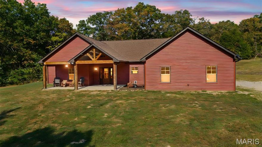 BRAND NEW custom floor plan home in highly sought after St Genevieve county minutes from Farmington! Entering the 76 acres estate you arrive at the home situated in private, peaceful location surrounded by mature woods, wildlife and trails.  Open concept, large eat in kitchen with hard surface countertops, exposed floor to ceiling fireplace and vaulted ceilings. Master suite with fully concreted saferoom, divided floor plan, jack and jill bath, main floor laundry and entertaining areas create a one of a kind, easy to reside space. Covered porches front and back! Large 3 car attached garage and LARGE detached shop capable of storing the largest of campers, trailers, vehicles UTVs and tools! Shop includes a fully concreted floors, utilities, bathroom, storage room with loft! Bring the horses and animals- fenced in areas with cover and close to shop. Property is 76 m/l acres with mature woods, wildlife, recreational opportunities, creeks, with trails throughout! Property can be bought as a whole or potentially with lesser acreage. Schedule a tour as soon as possible to see this ONE of a KIND rural estate minutes from the cultural hub of Farmington or the historic town of St Genevieve.