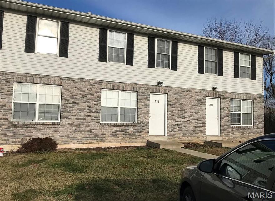 This 3-bedroom, 1.5-bath townhome at 231 Truman Ct offers plenty of living space at an affordable price. The main level includes a comfortable living area, kitchen with stainless steel appliances, and convenient half bath. Upstairs, you'll find three bedrooms and a full bathroom. Unit includes off-street parking and in-unit laundry hookups. Lawn care and trash is included in rent. Tenant pays electric and water/sewer. Located in a quiet Moscow Mills neighborhood with easy access to Hwy 61, schools, and shopping. NO SMOKING. NO PETS. One month security deposit required.