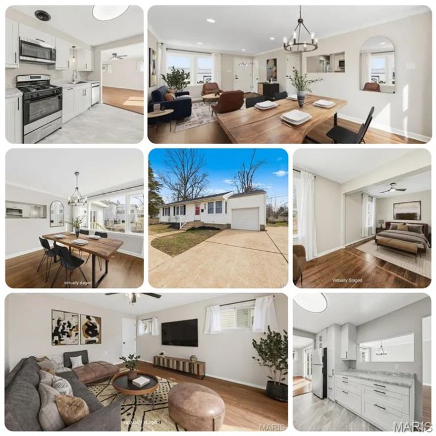 OPEN HOUSE CANCELLED TODAY They say great things happen to those who wait—and this beautifully updated ranch proves it. Offering over 2,000 sq ft of comfortable living space, this 3-bedroom, 2-bath home sits on a desirable corner lot in the highly sought-after Bissell Hills subdivision in Bellefontaine, where quiet, tree-lined streets create a welcoming neighborhood feel. Step inside to a bright and inviting living & dining room combo, accented by a wall-to-wall picture window that floods the space with natural sunlight, highlighting the refinished hardwood floors. The modern kitchen is designed to impress, featuring 40” custom cabinetry, stainless steel appliances, soft-close drawers, and a floor-to-ceiling built-in pantry cabinet. From the kitchen, you flow seamlessly into the spacious family room—perfect for family gatherings, movie nights, or simply relaxing in the comfort of your cozy home. The main level offers multiple walk-in and dual closets, making storage effortless. Downstairs, the lower level provides incredible flexibility to suit your lifestyle—ideal for a bonus sleeping area, craft room, gaming space, home gym, or additional storage. A convenient second full bath completes the space. Major updates provide peace of mind, including a newer roof with architectural shingles and vented ridge caps, upgraded electrical panel with new service drop, and a newer AC system with coil. Energy-efficient low-E windows and doors, along with updated siding, enhance both comfort and curb appeal. Additional improvements include recessed LED lighting, ceiling fans with remotes throughout, and a replaced sewer lateral section with added yard vent. Outside, enjoy the extended driveway with a double parking pad and a newly poured concrete patio—perfect for entertaining or unwinding outdoors. The garage also features a newer door opener for added convenience. Located just a short walk to Bissell Hills Park and the historic General Daniel Bissell House, this home blends neighborhood charm with unbeatable convenience—just minutes from anywhere in St. Louis. All this and more make this home a can’t-miss opportunity—schedule your showing today!