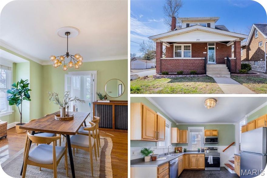 Open house Sat. 4/4 from 12-2pm! This bungalow is serving charm, updates, and location—an absolute triple threat! With quick access to I-44, downtown Maplewood, and Dogtown, you’re perfectly positioned for coffee runs, dinner plans, and everything in between. The huge front porch sets the tone (hello, morning coffee + evening wine), and inside you’re welcomed by a living space full of historic character—think stained glass windows, a historic fireplace, and a classic two-sided staircase that makes a statement the moment you walk in. The formal dining room is ready for dinner parties (or takeout nights—we don’t judge). The kitchen got a glow-up with new flooring, new appliances, and refreshed cabinets, plus easy access to a bright sunporch—perfect for plants, projects, or pretending you’re a morning person. Upstairs, you’ll find three nicely sized bedrooms and a freshened-up full bath that keeps things light and easy. And behind the scenes? The important stuff is already handled: sewer lateral replaced under the house, new central A/C upstairs, young roof, fresh paint throughout, new fixtures—you get the idea. The kind of updates that let you move in and just enjoy.