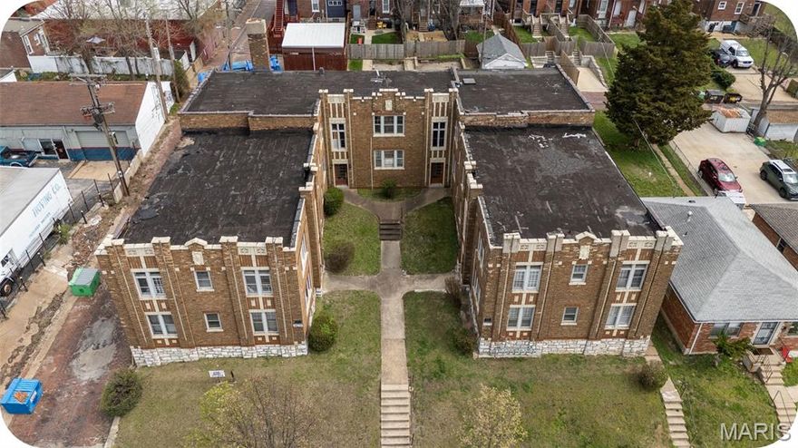 Picture the possibilities with this historic 14-unit building in the heart of Benton Park West. Built in 1931, this property is rich with original character and timeless architectural details, offering the perfect canvas for a full restoration. This is a true value-add opportunity for the seasoned investor or developer ready to take on a full-scale rehabilitation. While one unit is currently rented and two others are rent-ready, the majority of units require full interior renovation, with varying levels of work needed throughout. Some units have experienced water damage due to roof leaks, and the building will require major improvements including a new roof and updated systems. The classic U-shaped layout with a central courtyard offers strong future appeal for tenants and long-term income potential once restored. Off-street parking for 12 located in the rear of the building. Whether you’re looking to rehab and hold for cash flow or reposition and resell, the upside here is significant. Projects like this don’t come along often: bring your vision, your contractor and your ambition to restore this property to its former glory and unlock its full potential.