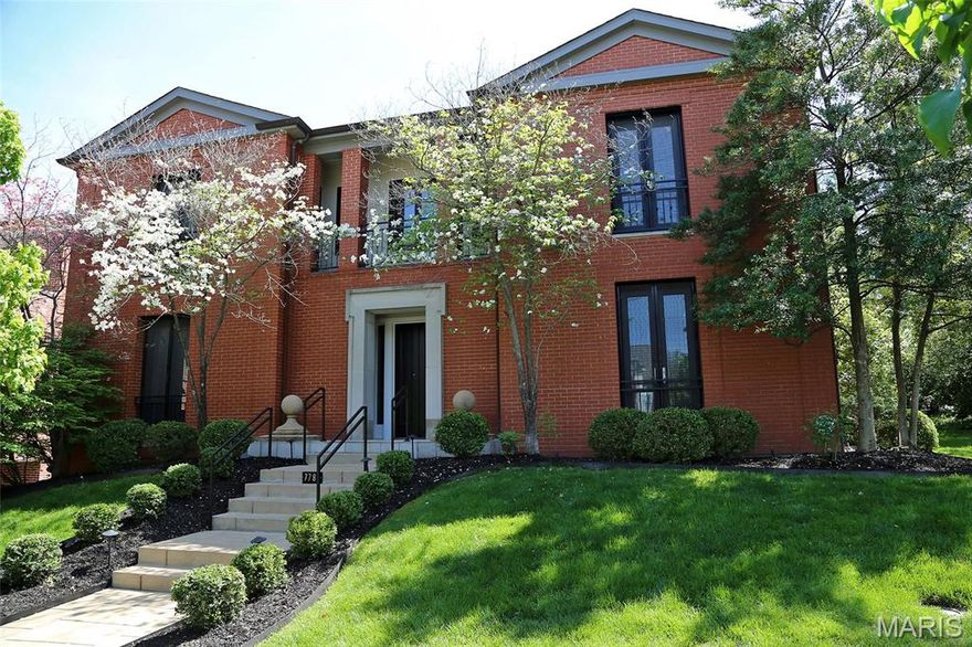 The Jewel behind the door. Old Town Clayton's BEST! 7788 Pershing Avenue draws its inspiration from the Regency Style & incorporates many stellar finishes into the custom floor plan. There are several interior balconies as well as other dramatic architectural features. Located in the heart of Old Town Clayton, built in 1998 by noted Clayton developer, Ed Ellermann, as his personal residence, it has 3 BR, 3 full BA & 1 half BA w/ additional full BA in the finished, walk out LL. An abundance of light enters thru the 2 sty entry foyer, tall windows & 9 sets of French doors. Corner lot, butler's pantry, wet bar w/icemaker, 2 FP, 2 entry foyer closets and 2 sets of washers/dryers. Master BR has pocket doors leading to the sitting room or 3rd BR. Master BA has separate tub & shower. Kitchen features black granite counters & custom cabinets. Asphalt shingle roof, oversized 2 car garage w/ storage room & shared, heated driveway. You won't find it's equal! Dogwoods are glorious in the spring!