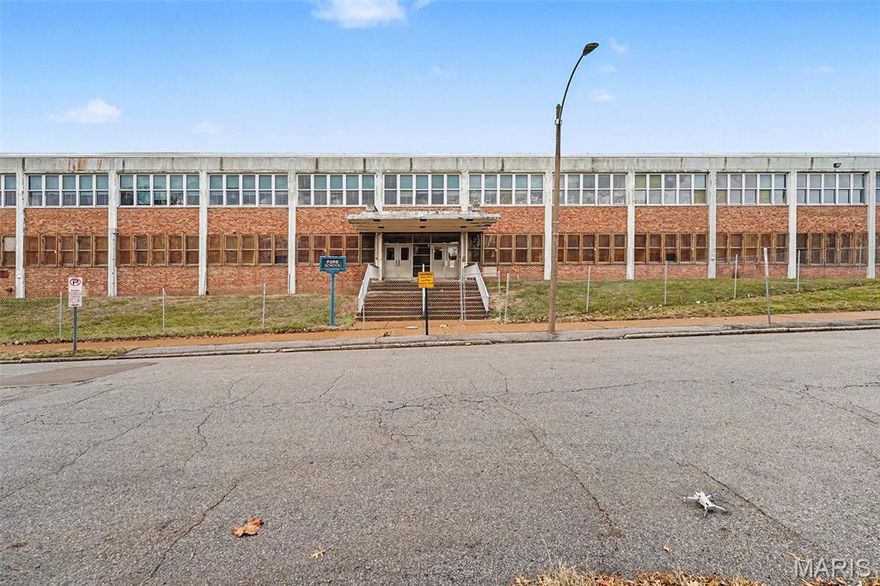 Ford School presents a compelling opportunity to acquire a large institutional property located within an Opportunity Zone in the City of St. Louis. Formerly operated as a private school, the property consists of approximately 65,880 square feet situated on a 3.87-acre site, offering a substantial building footprint with significant excess land. The two-story structure provides a flexible layout suitable for continued educational use or adaptive reuse, including community, institutional, or commercial applications, subject to zoning and municipal approvals. Zoned B, the property supports a wide range of potential uses and is well positioned within the St. Louis City submarket with convenient access to surrounding neighborhoods and major corridors.
The expansive site allows for parking, outdoor programming, campus-style operations, or future redevelopment, making it attractive to charter schools, nonprofits, churches, community organizations, or investors seeking scale and long-term upside. Its Opportunity Zone designation further enhances its appeal for redevelopment-focused buyers. This offering represents a rare chance to reposition a legacy school facility with strong land value and redevelopment potential in an established urban location. SLPS