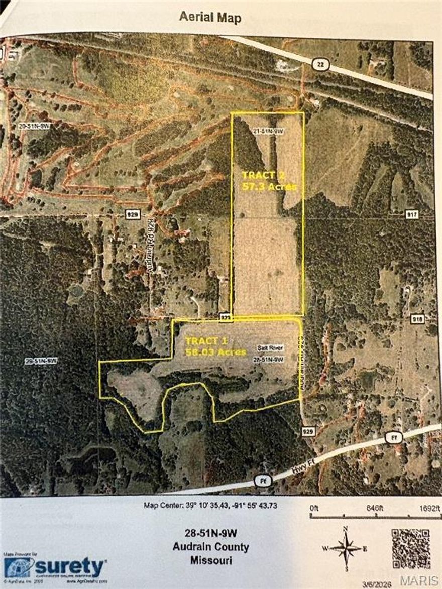 Auction Listing:  List price does not indicate Seller's final reserve amount.  This property is part of an online and live auction event.  This sale will be executed with a no contingency contract provided by the brokerage representing the Seller.  Auction details: April 21st.  American Legion Hall - 19311 Hwy 22, Mexico, MO  65265.  More information in uploaded document.
Property will be offer in two tracts.
Tract 1 58.03 acres   38.33 tiltable.(see attachment for more auction details)
Tract 2 57.3   acres   46.69 tiltable  
PRE-AUCTION VIEWING APRIL 7    2PM-4PM