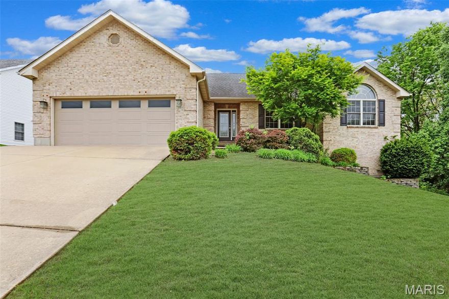 Custom-built ranch designed for everyday living and effortless entertaining! This impressive home features 4 bedrooms and 3.5 baths, highlighted by a ceramic-tiled entry foyer that welcomes you into a stunning great room with an inverted vaulted ceiling, abundant natural light, and a cozy ventless gas fireplace. The spacious kitchen is designed for gathering, complete with a center island, granite countertops, new built-in microwave, stove, and dishwasher, custom cabinetry, built-in desk area, pantry, and a large breakfast room with a beautiful bay window. The main floor primary suite is a true retreat, featuring its own brand-new deck, a coffered ceiling, walk-in closet, and a private bath with jetted tub, tiled shower, and exclusive access to its own deck. The finished lower level expands your living space with a 4th bedroom, 3rd full bath with custom shower, an office area, and a generous family room featuring a second fireplace and bar, perfect for entertaining. Additional highlights include Anderson 200 Series windows, surround sound, whole-yard irrigation system, newer roof (2018), and high-efficiency HVAC (2021). Enjoy outdoor living on the brand new 24x13 covered deck off the kitchen, plus the convenience of a 2-car garage. This home truly has it all!