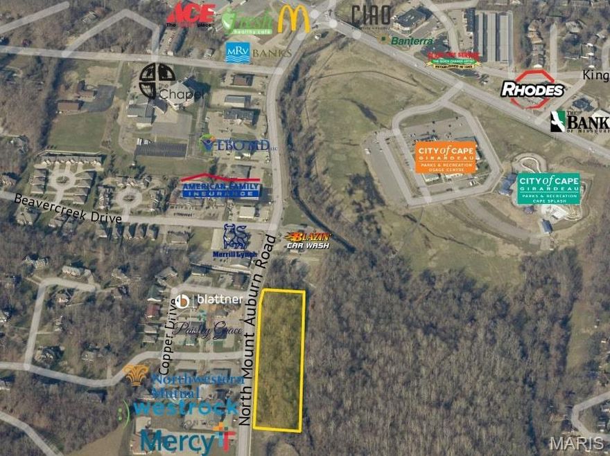 4 acre tract on N. Mount Auburn Road, zoned C-1 near N. Kingshighway in Cape Girardeau, MO.  Nearly 800 feet of road frontage. 
 Ideal for office or retail uses, the property's flexible zoning offers versatile potential for development and business use. Take advantage of this rare opportunity to secure a valuable piece of land in a strong location. Location: City