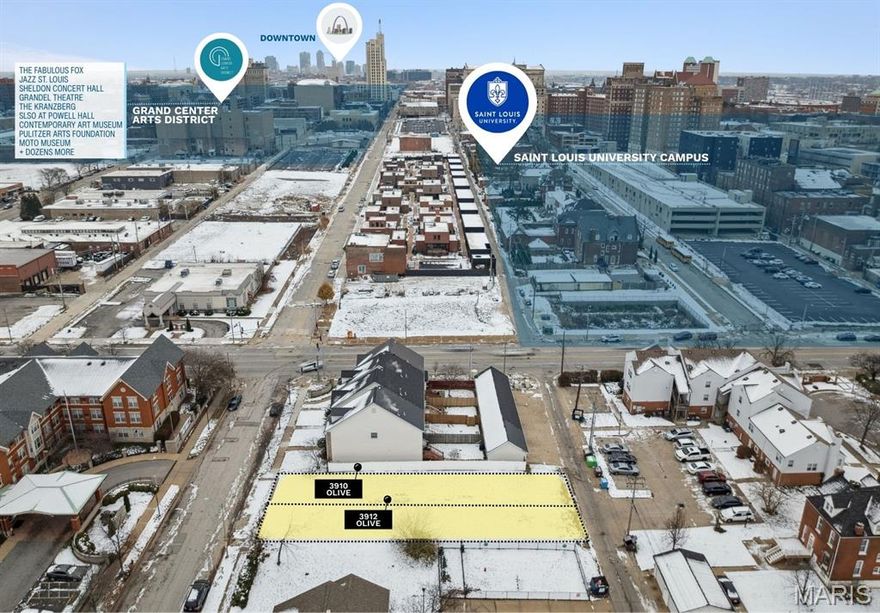 Prime development opportunity in the Central West End! A rare find in one of St. Louis City’s most coveted urban neighborhoods. Zoned H Area Commercial, the site supports a wide range of commercial, residential, and multi-family uses, providing outstanding flexibility for your next project. Bring your vision and build something exceptional.   
The lot is being sold with the adjoining lot, 3912 Olive.
This walkable location places you steps from the Grand Center Arts District, top-rated restaurants, coffee shops, and boutique retail. Centrally located near several major universities and medical institutions, and just minutes from BJC, Cortex, and the amenities of Forest Park. Directly across Vandeventer from the Off Olive development, this site sits firmly within an active growth corridor. Lots are level with alley access and ready to build. 

3910 Olive = 27’ x 152.5’ (4,117.5 sqft) and 3912 Olive = 27.71’ x 152.5 (4,225.78 sqft) for 54.71' x 152.5' on the packaged lots.