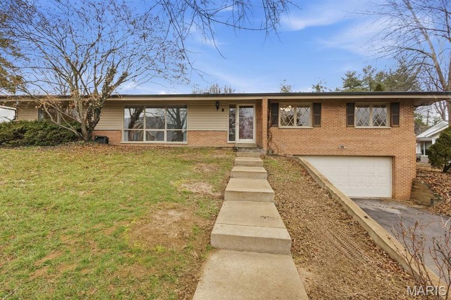 Welcome home to this terrific ranch in desirable Creve Coeur, filled with natural sunlight and thoughtfully designed living space! From the moment you step inside, you’ll feel the inviting atmosphere. The spacious living room features a wall of windows and seamlessly flows into the dining room—perfect for everyday living and entertaining. The updated kitchen offers ample cabinetry and convenient access to the rear yard - great for indoor-outdoor gatherings.  The adjacent dining space provides the ideal setting for family meals or hosting guests. Separate from the living space are the bedrooms including a primary suite with attached bathroom that can be accessed through one of the other three additional bedrooms plus a full hall bath.  Outside you will find a large rear yard—plenty of room for play, gardening, or relaxing. An oversized two-car garage provides generous storage and parking spaces. Downstairs, the huge basement presents endless possibilities—create a recreation room, home gym, workshop, or additional living space. Sought after Ladue Schools!