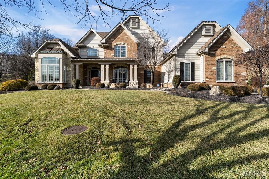 Elegant, gracious and warm this home invites you in the minute you pull up!  Features include, main level primary suite with luxury primary bath  complete with a relaxing view of the saltwater pool, an office off of the foyer with custom built ins, a stunning wall of windows in the 2 story great room, updated kitchen offering a Wolf gas professional grade cooktop, pot filler, Subzero fridge, beverage fridge, custom island and cabinetry, and more!  The private outdoor oasis in the back includes a saltwater pool with a fountain and custom landscape lighting, outdoor cooking station , custom stonework details, a  woodburning stone fireplace and a cozy gathering spot covered by the pergola.  The finished lower level offers a bar, climate controlled wine cellar , spa like bathroom to include a sauna, a fireplace in the rec room area flanked by custom shelves and a separate game room area and big bonus sleeping area/office/workout room!  An elegant curved staircase with rod iron spindles or the rear staircase will take yo to the 2nd floor that offers an en suite bedroom and two other bedrooms connected by a spacious Jack and Jill bath.  Baths have been updated.  Zoned HVAC systems, newer 50 gallon HWH, generator, some newer windows , two 1/2 baths on the main level add to the ongoing list of that puts this property into a category of it's own!