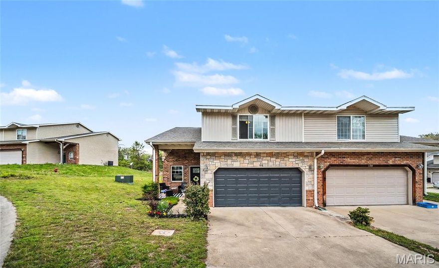 Welcome to this well-maintained, move-in ready 3-bedroom, 2.5-bath duplex offering a comfortable and functional layout in a convenient location. The main level features an open-concept design that seamlessly connects the living room, dining area, and kitchen—perfect for everyday living and entertaining. The kitchen is equipped with stainless steel appliances, a breakfast bar for casual dining, and easy access to the back patio, creating a great space to relax or enjoy outdoor gatherings. Upstairs, you’ll find a spacious primary suite complete with a private ensuite bath, along with two additional bedrooms and a full bathroom, offering plenty of room for family, guests, or a home office. A new roof adds peace of mind and long-term value, making this home an even more attractive option. Situated on a quiet cul-de-sac, this home provides a peaceful setting while still being just minutes from shopping, dining, and Fort Leonard Wood. Whether you're looking for a primary residence or an investment opportunity, this property offers both comfort and convenience in one attractive package.