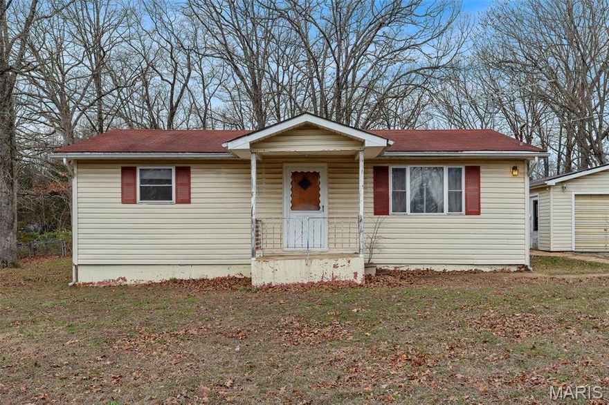 Peace and quiet is what you will find at 1149 Elm Tree! Nestled at the end of a cut-de-sac, this home sits on 2.2+/- acres. The yard is open with a few scattered trees throughout, and has a partially fenced in backyard. There is also a covered patio area off the back of the home that is perfect for relaxing in the shade.  2-car detached garage is perfect for parking and additional storage! 
Inside, this home offers 2 bedrooms and 1 full bath. There is an addition off of the kitchen that could potentially be used for a 3rd bedroom, or a separate dining area.  Main floor laundry! HVAC system has been updated in recent years. 
This home is ready for someone to come update it and make it their own! 
Home is being sold as-is- seller to do no repairs. Cash or Conventional financing only.