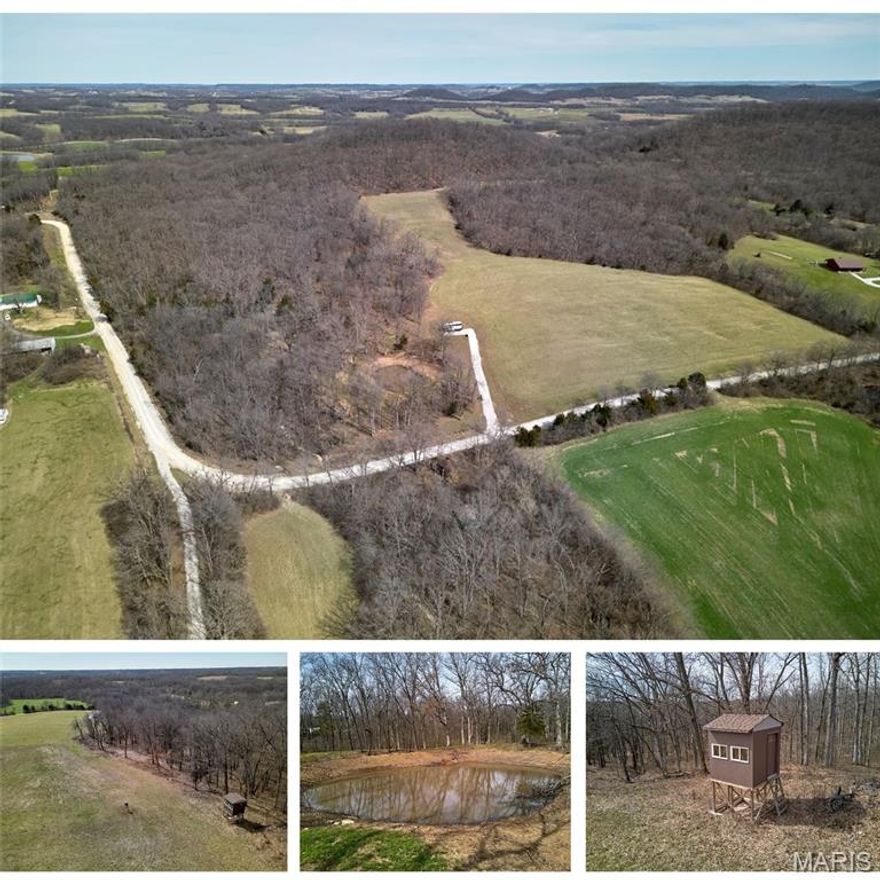 This 28-acre property in Eolia is perfect for outdoor enthusiasts, featuring a new .3-acre pond, mature trees, an 8x8 deer stand, and 2 food plots. Approximately 10 acres are open ground with hay crops, offering breathtaking views for a potential home site. Note that there is no legal address. A 2024 Keystone park trailer  is parked on the property, but it's not included in the sale - however, it can be purchased separately. The trailer comes equipped with 2 queen mattresses, a fold-out couch, a full kitchen, bath, and living room. Don’t miss this one!