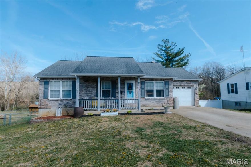 Welcome home to this beautiful 3 bed, 2 bath ranch offering 1,150 sq ft of comfortable living space, located in the highly sought-after North St. Francois County School District. Upon entry you'll step inside to an inviting open floor plan featuring vaulted ceilings and a spacious living area that flows seamlessly into the beautiful custom kitchen and dining area! The back deck is also just off the dining area. ALL kitchen appliances stay!
The primary suite offers a private retreat with a full bath, while two additional main floor bedrooms provide flexibility for family, guests, or a home office.
Enjoy the outdoors from the covered front porch, back deck, or the walk-out patio overlooking a large yard that backs to peaceful woods and a wet weather creek!
The full walkout basement is already partially finished with framing and drywall started, making it easy to complete to your liking. Even better, it’s roughed in for a third full bathroom, and the sellers are including a brand-new shower kit—adding instant value and potential.
This home offers great curb appeal with the custom brick and stone front, covered front porch, flower beds BEGGING for beautiful bright spring flowers! The back yard also comes with multiple raised garden beds perfect for planting your favorite vegetables! 
Don't let this great home with room to grow slip away! —schedule your showing today!