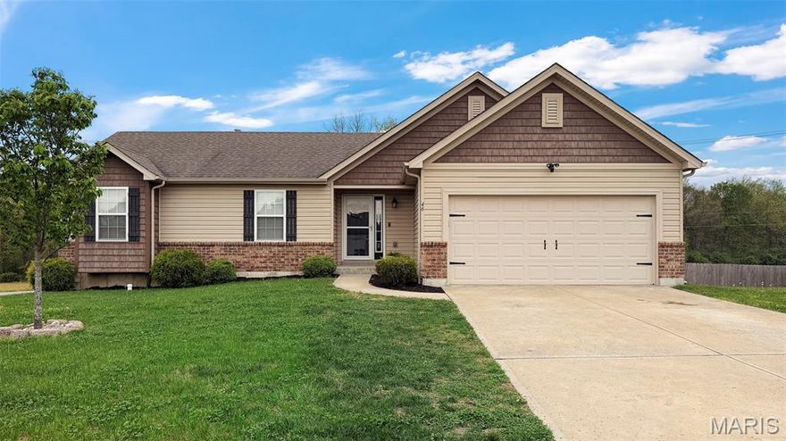 *Public Open House 4/18/26 12pm-2pm* This beautiful & modern 3 bedroom, 2 bath home with a fully fenced in, LARGE yard could be yours!!  This beauty is located in a cul-de-sac, has a 2 car garage & no neighbors are directly behind this home (privacy)! The large unfinished WALK-OUT basement has an egress window for a potential bedroom, ROUGH-IN for a potential bathroom and lots of space for activities or storage. The Primary bedroom has a walk-in closet with nice closet system. The primary bath has dual sinks, a separate shower, and a garden tub. The beautiful kitchen has dark cabinets, a breakfast bar, stainless steel appliances & there's a MAIN FLOOR LAUNDRY room!! There's the potential for you to add a deck if you wish! Only 8 years young means--- plenty of life left in the appliances/roof/HVAC!! This home is within the "USDA eligible zone"-- which means you could put as little as $0 down (if you qualify)! Seller is offering a $2,500 closing credit for flooring.