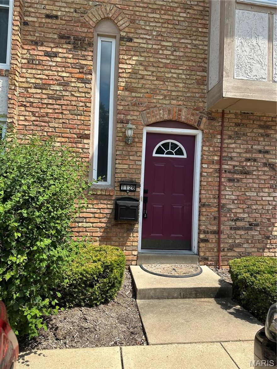 You will love this updated condo in the sought after Villas On Olive, that shines. Freshly painted throughout all 3 levels. Kitchen with newer cabinets, new granite countertops and all new Stainless Steel Appliances, including Fridge. Entering the hallway, there is a 1/2 bath/powder room with ceramic tile flooring, leading to kitchen with Ceramic tiles in the hallways and kitchen, follows to a Large, bright  living room/dining combo with beautiful hardwood floors, with French doors opens up to a private patio. Upper level features 2 bedrooms, with beatifull hardwood floors in bedrooms and hallway. Full bath, with separate vanity and ceramic floors. Finished lower level with a large Rec Room with all newer carpet and plenty of storage area. Washer and Dryer included. Great appeal.  Many amenities, including outdoor pool for summer fun. Great area and location in the heart of Creve Coeur. Parkway North School District.