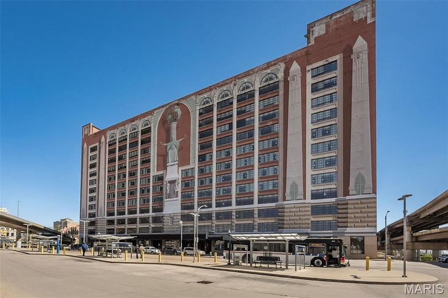 Luxury living in the heart of St. Louis.  This updated condo is located in the 12th floor of the landmark Edison Building downtown St. Louis with building remodeling plans beginning as Sheraton Hotel reclaims the lobby and initial floors and adds amenities.  This condo is walking distance to Enterprise Center and Blues Hockey games, Busch Stadium and Ballpark Village, the Stifel Theater, Union Station and more!  Private elevator to condo overlooks beautiful skylighted atrium.  Enter to classic french pattern tile flooring and Living Room area.  Two bedrooms with the Primary Bedroom featuring tray ceiling, gorgeous view, walk-in closet and en-suite luxury bath with dual separate vanities, over-sized jacuzzi tub and separate shower.  The spacious Family Room features a fantastic view of St. Louis with built-in features around the gas fireplace.  Chef's dream kitchen with black granite countertops, updated appliances and lighting, breakfast bar.  Laundry Room off Kitchen with newer washer/dryer included.  Plenty of storage within unit and extra storage just down the hall.  Rooftop area available for gatherings.  Separate area for grilling.  Private, secured parking available for residents only.  See attached list of updates.