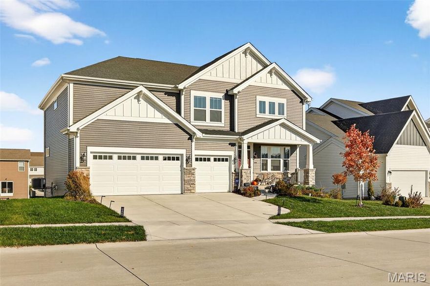 This beautiful 1.5-story home is packed with charm, style, and space. The moment you walk in, the grand open staircase and soaring living room ceilings take your breath away. The open main level is perfect for entertaining, flowing effortlessly into the chef’s kitchen with a gorgeous backsplash, granite countertops, and tons of windows filling the space with natural light. Enjoy the rare luxury of two master bedrooms, plus a bright office for work or creativity. With 9-ft ceilings, a 9-ft pour walkout basement with roughed-in plumbing, and a spacious 3-car garage, this home truly has it all. Get ready to be excited—this one is stunning!