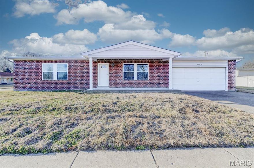 Completely renovated, all-brick ranch home in prime location, move in ready! Most of this home was completely remodeled, then not lived in since. New roof, all exterior brick, flooring, paint, drywall, kitchen cabinets, appliances, all baths, dbl-hung windows, all in 2014. Beautiful kitchen has maple cabinets, lovely ceramic tile flooring, pantry,  refrigerator & microwave stay, nice dining area. Rare main floor laundry room and huge 23' x 20' garage w/ new opener. Both bathrooms were remodeled & have ceramic tile flooring. Large primary bedroom has 2 closets and ensuite full bath. The family room has a wood-burning fireplace and sliding door out to the spacious, level backyard.  Wonderful covered patio wraps around to the side of the home. Full basement is ready for finishing.  Enclosed soffit & fascia, newer electric panel, lots of can lights throughout home, tile foyer. Home offered "as is" as convenience to the seller. Showings start at 8:00 am on 2/25/26.