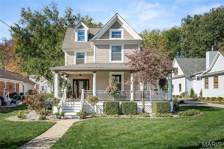 Step into timeless elegance with this stunning 1893 century home in the heart of Kirkwood! Historical charm is beautifully preserved with modern updates including newer windows, a sleek kitchen, and luxurious baths. This 4-bed, 4-bath gem features a vaulted master ensuite with tongue-and-groove ceiling, stacked stone fireplace, and a jetted soaking tub for two. Enjoy cozy evenings by one of three gas fireplaces, including one in the hearth room off the kitchen—perfect for game nights. The dining room boasts a ceiling medallion, chandelier, and bay windows. A reading nook at the top of the stairs adds cozy character, while the third floor offers a private 4th bedroom with half bath—ideal for guests or a quiet home office. Tons of storage for a historic home, plus a convenient walk-out basement added with the home's thoughtful addition. Outdoor living shines with a wraparound porch featuring composite decking and aluminum railing, custom patios, outdoor kitchen, and real wood-burning fireplace. Detached 2-car garage. Walk or golf cart to nearby restaurants and bars—don’t miss your chance to celebrate the holidays in this historic charmer! To many updates and special features to list them all, come see for yourself and fall in love. Please see the special features sheet for all improvements including the new roof to be installed prior to closing due to hail damage.