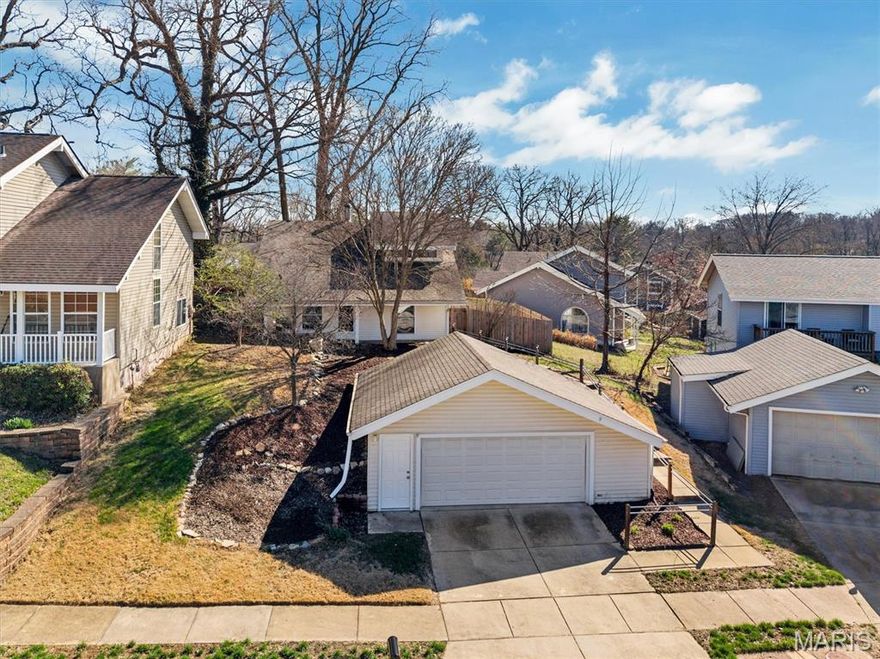 ACCEPTED CONTRACT IS PENDING RELOCATION COMPANY SIGNATURE.  OPEN HOUSE FOR SUNDAY 3/22 HAS BEEN CANCELLED.  Welcome home to 11276 Pineside Drive! This contemporary gem in the Mystery Hills subdivision offers a perfect blend of modern lines and cozy comfort. Situated in the highly-rated Pattonville R-III School District, this two bedroom, two bath, 1,260-square-foot home is designed for those who appreciate unique architecture and functional living spaces. Step inside to a bright, open-concept floor plan that defines contemporary style. The heart of the home is the stunning two-story layout, featuring a dramatic open loft area. This versatile space is anchored by a classic wood-burning fireplace, making it the ultimate spot for a home office, a quiet reading nook, or a sophisticated second floor lounge. Featuring vaulted ceilings and large windows, this home offers tons of natural light. Enjoy unmatched privacy with one bedroom and a full bath on each level. With sliding glass doors at the Dining Room and Kitchen, you can enjoy the privacy of the yard and not have to spend all day mowing grass. A detached, oversized two-car garage offers plenty of room for your vehicles and plenty of storage and workspace.  This prime location is just minutes from dining and entertainment at Westport Plaza; outdoor activities at Creve Coeur Park; easy access to major highways and so much more.  All this at an affordable price!  Don’t let this gem get away from you.  Schedule your showing today!