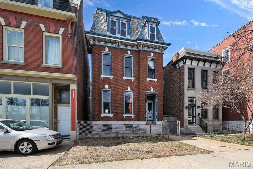 Welcome to this historic two-family built in 1894 in the heart of Fox Park. Offering the perfect opportunity for owner-occupants, investors, or buyers looking to offset their mortgage with rental income. Live in one unit while renting the other and start building equity while enjoying all the character and lifestyle this vibrant neighborhood offers.

The home blends historic architecture with thoughtful updates like heated floors in the bathrooms and master bedroom, whole house wired audio, exposed brick, rich cherry wood sills, walnut trims/built-ins, old growth pine hardwood floors, and original pocket doors that showcase the craftsmanship of this classic St. Louis property. Historic details—including glimpses of wallpaper from another era preserved within the walls—add a unique connection to the home’s past while modern improvements provide everyday comfort.

The property underwent a complete gut renovation in 2013. Additional improvements include a new sewer lateral installed in 2023 and a new roof in 2026.

The first-floor unit offers its own welcoming layout with hardwood floors, tall ceilings, exposed brick, and pocket doors that allow rooms to flow easily from living to dining and kitchen spaces. Unlike most south city 1 bedroom shotguns this floor plan entertains guests with access to kitchen and bath without walking through the bedroom. Also includes laundry in-suite. This unit is currently tenant occupied on a month-to-month lease, providing immediate rental income for investors or future owner-occupants.

The upstairs unit is currently vacant and ready for an owner-occupant. The spacious kitchen features granite countertops, stainless appliances, and plenty of space to cook and gather, along with the convenience of in-unit laundry. Living areas are warm and inviting, anchored by the original cast etched fireplace and tall windows that fill the home with natural light.

A flexible second room can function as a dining room, home office, or additional bedroom, offering versatility for today’s lifestyles. The primary suite is exceptionally spacious, creating a true retreat within the home. Unique features include a built-in solid walnut bed platform, exposed brick accents, cedar walk-in closet, and a private en-suite bathroom with 3 shower heads. 

Outside, a two-car parking pad provides convenient off-street parking, a valuable feature in the city and deep enough for tandem parking to fit up to 4 cars if needed. 

Located in the sought-after Fox Park neighborhood, you are just minutes from some of the city’s most beloved restaurants, including Lona’s Little Eats, Little Fox, Coffeestamp and Press Coffee, along with parks, neighborhood shops, and easy access to the best of city living. The property also sits along Jefferson Avenue near the proposed north–south rapid transit corridor.