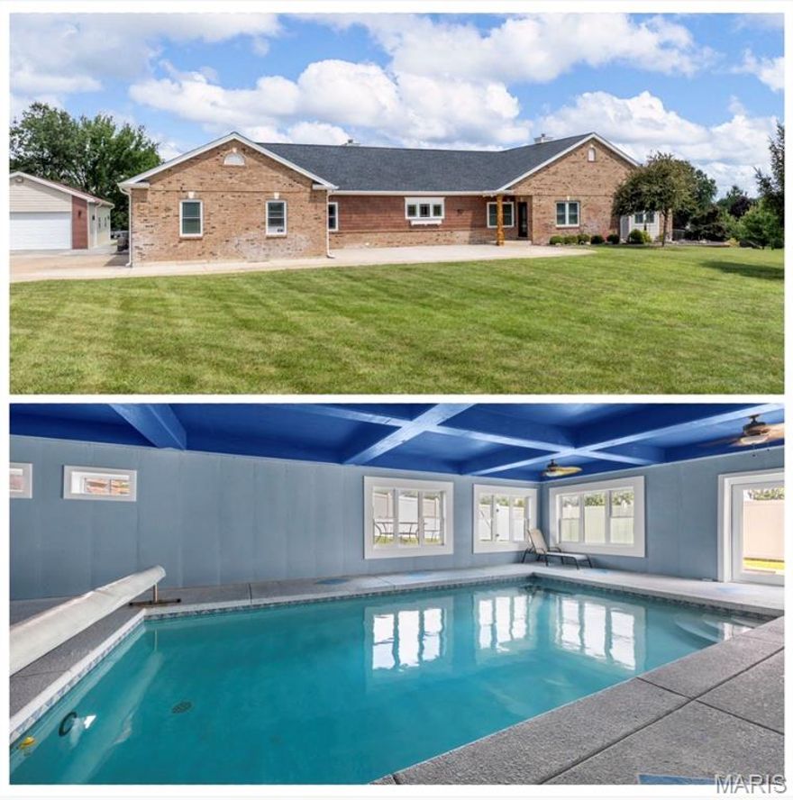 Step into luxury where modern upgrades meet resort-style living. This stunning home centers around a rare, show-stopping indoor saltwater pool—believed to be the only indoor residential saltwater pool of its kind in St. Charles County, also a 3-person sauna stays with the home.  Designed for year-round swimming, entertaining, and relaxation, it creates a true private resort experience from the comfort of your own home. Sellers have had an appraisal done and this home appraised for 1.167Million!!  
Every detail has been thoughtfully updated, including a new roof, new windows, high-efficiency HVAC system, and new water heater with booster for enhanced performance and efficiency. The lower level features beautiful new LVP flooring and two versatile rooms perfect for a media room, home gym, guest space, office, or hobby rooms, offering flexibility to fit your lifestyle.
The beautifully updated kitchen showcases brand-new appliances, including a smart GE Profile wall oven with built-in air fryer, custom cabinetry, modern LED lighting, and updated electrical with new switches, plugs, and sleek ceiling fans throughout the home.
The primary suite offers additional luxury potential, featuring a pre-installed fireplace box behind the primary bedroom wall ready for future installation, along with plumbing already in place for a large soaking tub in the primary bathroom—allowing the next owner to easily create a spa-like retreat.
Step outside to enjoy fresh landscaping and a spacious patio, perfect for outdoor dining, entertaining, or quiet evenings at home.
This home also features 78 owned solar panels, providing exceptional energy efficiency and long-term savings while embracing modern sustainable living.
Conveniently located in the heart of Wentzville, with easy access to shopping, dining, schools, and major highways, this exceptional property blends luxury, technology, energy efficiency, and resort-style amenities.
A truly one-of-a-kind home offering a lifestyle rarely found in St. Charles County!!