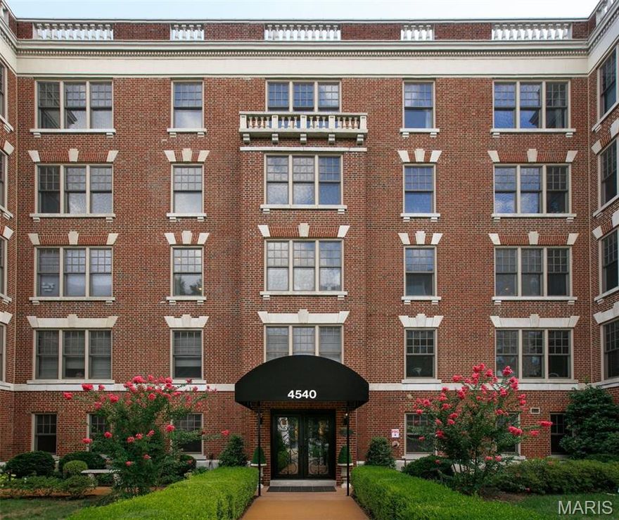 The Netherby Hall is a boutique building affording discretion and privacy on Lindell Boulevard in the heart of the Central West End!  With four stunning penthouse units, this residence is the crowning jewel of the building.  The expansive wrap around rooftop terrace is unlike any other in the area.  This inviting space features plenty of room to relax, lounge, grill, dine and entertain above the hustle and bustle of the city below.  Inside you will be greeted with majestic spaces.  An expansive open concept living area feels comfortable, light and airy with abundant windows, 10' ceilings and is anchored by a gorgeous floating curved staircase with wrought iron balustrades.   There is a handsome study with wrap around windows and gorgeous floor to ceiling custom built in cabinetry.  A secluded guest suite and charming powder room round out the main floor.  Upstairs you are greeted by the most convenient café and bar area serving the primary suite and terrace – perfect for morning coffee, an afternoon nosh and rooftop parties.  The primary suite offers tranquil sophistication with wrap around French doors to capture morning sunrises and a cozy lounge area with a gas fireplace.  The ensuite was just finished - impeccably designed and appointed in tasteful designer finishes.  One gated outdoor parking space along with one in the covered garage ensure convenience and security.  Truly a special place you will be thrilled to come home to every day!