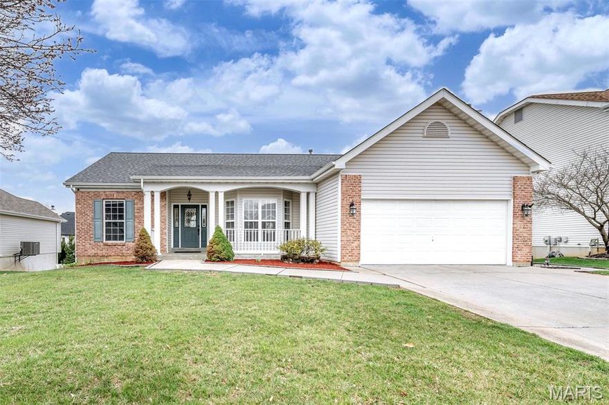 Charming 3-bedroom, 3 full bath ranch located in O’Fallon. This well-maintained home features newer flooring throughout and a bright, inviting layout. The spacious living room offers a soaring cathedral ceiling and cozy fireplace, creating the perfect gathering space. The kitchen is both stylish and functional with white cabinetry, granite countertops, and ample prep space, while the separate dining room is ideal for entertaining. The primary suite is a relaxing retreat featuring a tray ceiling, walk-in closet, and a private bath with separate shower and large soaking tub. Two additional bedrooms and full baths provide plenty of space for family and guests. The partially finished walkout basement adds extra living flexibility, perfect for a rec room, home office, or guest space. Enjoy outdoor living with a large deck and patio—ideal for relaxing or entertaining. Fort Zumwalt North school district! Don’t miss this move-in ready home in a fantastic location close to shopping, dining, and everyday amenities!