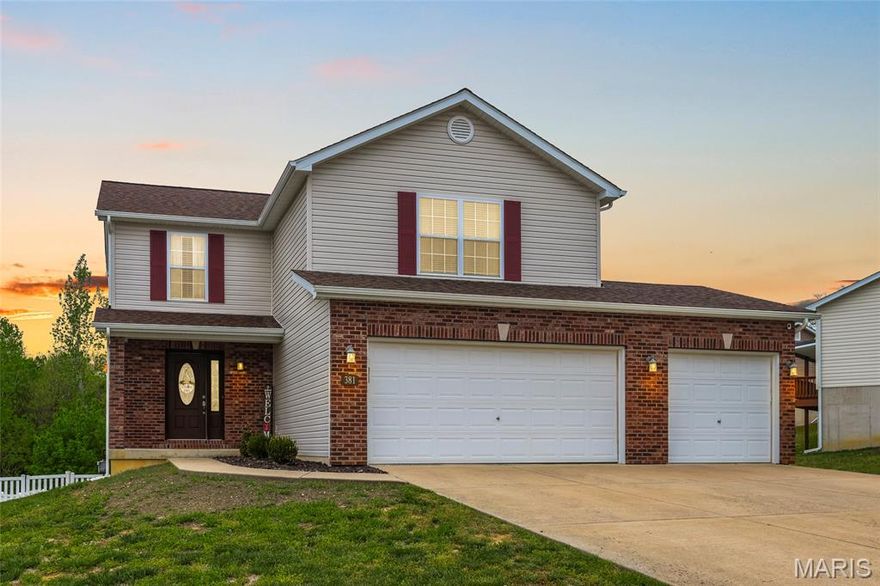 Stunning 2-story home situated on a .226 acre, walk-out lot in the sought-after Cuivre Valley. Troy School District! This move-in ready home boasts 4 Bedrooms, 2.5 Bathrooms, and over 1,500 square feet of living space! Highlights include: 3-car garage, new HVAC (2025), newer roof and gutters (2023), newer carpet upstairs (2024), newer light fixtures and paint!

Step inside to a bright and inviting living room featuring durable laminate flooring (2022) that flows seamlessly throughout the main level. The open-concept design leads into the eat-in kitchen, complete with French doors that open to a large deck - perfect for entertaining or relaxing while overlooking the fully fenced backyard.

Conveniently located just off the kitchen, you’ll find a half bath, mud room, and access to the attached 3-car garage.

Upstairs, the primary suite features a spacious walk-in closet, while three additional bedrooms and a second-floor laundry room provide both comfort and functionality.

The walkout lower level offers excellent potential for additional living space, ready to be finished to suit your needs. A perfect blend of space, convenience, and value - this home is ready for its next owner to move right in and enjoy!