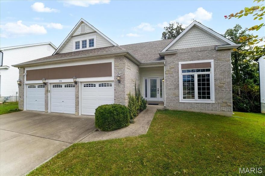 Quaint 4 bedroom, plus bonus room, 3 full & 1 half bath, Atrium Ranch offering 3,739+/- sqft in the highly desirable Peine Lake Estate! 10’+/- Ceilings & (mostly)job-finished wood flooring throughout main level. Covered front porch greets you as you step inside the entry foyer. The main floor has an open kitchen with custom 42” cabinetry, NEWER SS appliances, Quartz counters, center island w/breakfast bar & breakfast area with a wall of windows. The spacious living room boasts a brick 99% flueless FP, recessed lighting & open staircase to lower level with a wall of windows allowing plenty of natural light. Primary suite features a tray ceiling, private covered deck, 2 closets, dual sink vanities, shower, jet tub & private commode. 2 Additional bedrooms with carpet, slide closets & shares hall full bath. Laundry room, office/sitting room, half bath completes main level. Walk-out lower level extends living quarters that features 9’+/- ceilings & carpeting throughout, a large rec room featuring recessed lighting, 4th bedroom w/ensuite full bath, bonus room & unfinished storage for an abundant amount of space. Outside, you will enjoy an AWESOME level/sloping lot with a completely fenced-in backyard surrounded by lush/mature trees, partially covered concrete patio & a 3-car oversized attached garage. Awesome neighborhood pool provides a great spot to relax & meet neighbors in the summer. Within the Wentzville School District & easy access to HWY 61, shopping, dining & amenities.