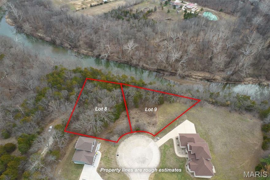 Two lots sold together totaling 1.5 acres with Gorgeous Bourbeuse River Views!  Prime cul-de-sac location offers privacy

Enjoy breathtaking views of the Bourbeuse River from this beautiful  1,5 acres lot.  Tucked away on a peaceful cul-de-sac, this property offers the perfect combination of seclusion and convenience.  Whether you're looking to build now or invest for the future, this is a location you won't want to miss. City streets, city water and sewers are available.  
As a bonus, the Seller is including a set of professionally drawn home plans at no cost to the buyer- saving you time and money as you plan your dream build,  a rare opportunity to own a scenic piece of land and hit the ground running
Property includes 2 lots being sold together totaling 1.5 acres.