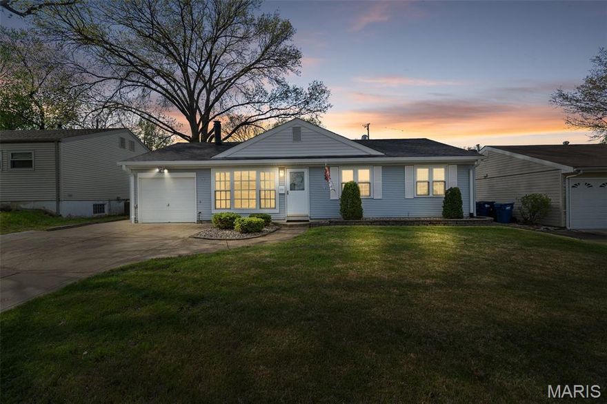 Charming, move-in ready ranch offering effortless one-level living in the highly desirable Affton School District! This 3 bed, 1 bath ranch style home features 1,087 sq ft of inviting living space with a bright, open living/dining combo—perfect for everyday living and entertaining. Enjoy timeless built-ins, a cozy gas fireplace, and a functional galley kitchen with stainless appliances (all stay), including a brand-new dishwasher (2026).Major updates provide peace of mind, including a new roof (Dec 2025) with architectural shingles, plus new siding, soffit, gutters, and shed roof—big-ticket items already taken care of! Additional highlights include a 200 amp electrical panel (2021) and a security system (Gateway Alarm) that stays. Step outside to a covered patio with gas line—ready for grilling and relaxing while overlooking the fenced, level backyard. Storage is exceptional with a large shed, built-in shed off the patio, garage workspace, and additional laundry room storage. New LVP flooring in the laundry room, updated closet doors, and a functional attic fan add even more.1-car garage included with double car expansive driveway. No basement means easy, low-maintenance living. Freshly painted and truly turnkey, this home blends comfort, updates, and outdoor enjoyment in one complete package. Ideally located near shopping, parks, and major highways—this is one you don’t want to miss!