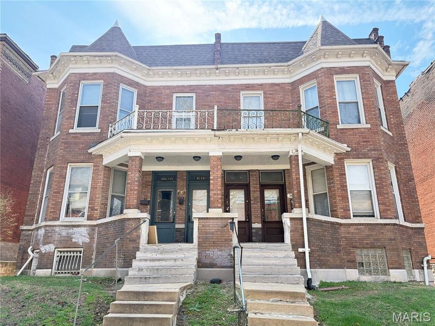 Investor Alert! Welcome to this fully rented, gorgeous multifamily building just blocks from Tower Grove Park! Step inside to a clean and updated first and second floor common hallway. This sale is composed of only the west half of this building and has 6 efficient units that have high potential for rent increases and improvements. 3 units on the second floor, and 3 units on the first floor. Perfect for SLU students, Barnes Jewish/Cardinal Glennon employees or any of other prospects vying to live in Shaw at an affordable price. Several updates throughout the building and in a couple units (see supplements). Both floors have direct access to the fully, unfinished basement. There is no laundry and could be added for some easy extra income. Several tenants are going on their second year here. Whether you want to keep it for long-term cash flow, renovate and resale, or explore short term rentals, this property offers many exit strategies. Owner currently pays all utilities for tenants with no RUBS (again, an easy opportunity for more cash flow). Please do not disturb tenants.