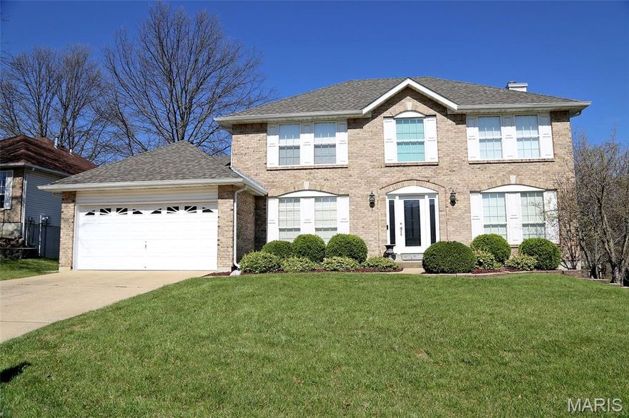 2300+ SQ. FT. 2-STORY, 4BR/3BA WITH WALK-OUT BASEMENT! Enter through leaded glass door with side lights into foyer with wood flooring. Dining room to the left, living room to the right, and half bath off the foyer. Living room is open to the spacious family room--family room boasts wood flooring, gas fireplace, ceiling fan, & oversize bay window across the back of the home. Family room is open to the breakfast room and kitchen that has been updated--stainless steel appliances, white cabinets, granite counters, undermount stainless sink, center island, & pantry. Beautiful gas range! Handy laundry room is just off the kitchen with door to attached garage--washer & dryer stay! Exterior door off the bay in breakfast room out to deck with steps down to patio and level yard. Upstairs you'll find the primary bedroom with walk-in closet and private bath with double sinks, granite counters, soaking tub, & separate shower. Full hath bath and 3 additional bedrooms round out the 2nd floor. Walk-out basement is unfinished and could add several hundred feet of additional living space! Attic fan. Enclosed soffit & fascia. Blinds throughout. New roof in 2025!