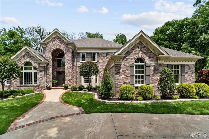 Exceptional luxury living in one of Chesterfield's most desired neighborhoods!  Nestled on an exclusive cul-de-sac, this breathtaking 1.5 story home boasts nearly 6,300 sq ft of exceptional living and epic backyard with sparkling pool, expansive patio, lush landscaping, creating a private oasis for entertaining & relaxation. Open floor plan is highlighted by soaring ceilings, expansive windows & seamless transition between living, dining & kitchen areas. Gourmet kitchen features white cabinetry, granite, wood floors, center island, huge walk-in pantry & hearth room with pass-thru fireplace.  Adjacent breakfast room provides amazing panoramic views! Main level primary bedroom suite boasts private deck, spa-like bath & huge walk-in closet with custom shelving. Extraordinary finished LL offers a world of entertainment & leisure, including extensive custom bar, wine room, family room, billiard room, fitness room, office/sleeping room, generous storage & abundant natural light. A rare Gem!