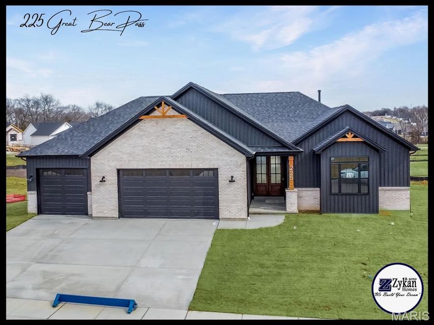 For comp purposes only. Welcome to Stone Canyon, a Zykan and Sons Homes Community in Foristell, MO. Here you’ll find many great
floor plans to choose from all on amazing estate style homesites. All lots are a minimum of .33 acre (14,500+ sq/ft) and some are well
over twice that size and many of them back to trees/woods and common ground! Located in the Wentzville School District, Stone Canyon
residents will attend North Point High School. So much comes standard in this development that is optional elsewhere such as 3car
garages, sill high brick front elevations, fully sodded yards, and too much more to list.