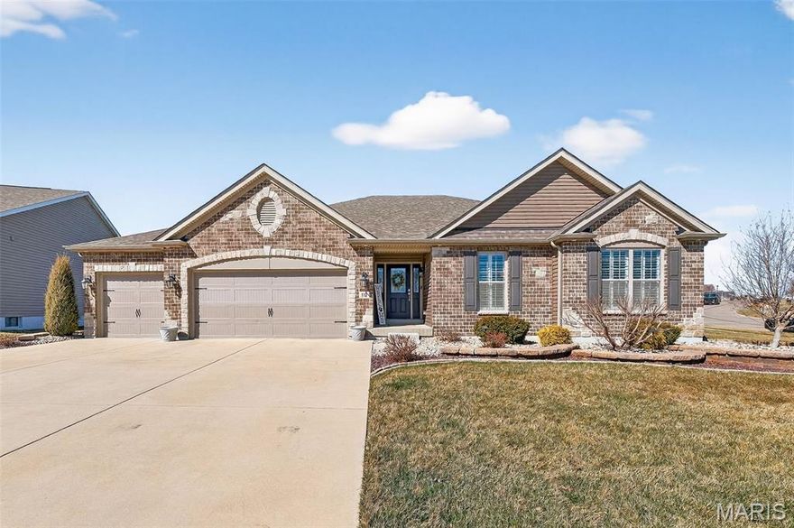 Welcome to 113 Far Meadow Dr — a beautifully maintained, 6-year-old Lombardo home offers nearly 2,900 square feet of living space in the sought-after Villages of Shady Creek subdivision. On the main level you'll find 3-beds, 2.5-baths, laundry and dedicated family workstation/office.  The open-concept living, kitchen and dining area, with 11' high celings and recessed lighting, creates an ideal setting for entertaining.  The kitchen has beautiful granite countertops and subway-tile backsplash; a  large island with storage and seating; a walk-in pantry and double-oven. Just off the main living space, there is a sunroom that allows natural light to flow into the space,. Downstairs there is a very spacious rec room, additional .5-bath, and multiple storage areas. An egress window is already in place, providing an  opportunity for a 4th bedroom. The lawn is professionally landscaped and  inground sprinkler system has been installed. The oversized 3-car garage is 25' deep in two spaces, perfect for larger vehicles. Updates the owners have completed since purchasing: plantation shutters throughout the main level, custom built-in workstation/office, luxury vinyl plank flooring is now throughout, professionally landscaped yard, extended driveway, finished lower level with .5-bath, sunroom addition, and whole-home surround sound.  The neighborhood amenities include:  a beautiful, resort-like aquatic center, several walking/fitness trails, playgrounds, ponds and a community center.  This home's location provides easy access to hgihways, several incredible St. Charles County Parks and a variety of diverse shopping options. This home truly checks all the boxes!