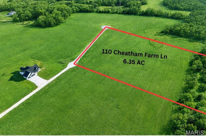 Discover the perfect blend of privacy and convenience with this beautiful 6.35-acre parcel located at 110 Cheatham Farm Ln. This expansive property offers a picturesque setting with gently rolling ground, ideal for building your dream home, creating a private retreat, or investing in land with endless potential.
The property features a long private drive on a cul-de-sac lot, providing easy access while maintaining a secluded feel. Surrounded by open countryside and natural tree lines, you’ll enjoy peaceful views and plenty of space to spread out.
Whether you're looking to build now or hold for the future, this property offers flexibility and opportunity in a desirable location.
Property Highlights: 6.35 acres of usable land, Private driveway access, Ideal building site, Open and level terrain, Peaceful rural setting, Convenient access to nearby amenities Don’t miss your chance to own a slice of countryside with room to grow.
Unincorporated Troy Schools just North of town.  
Horses, cows, goats, chickens, etc.... Are Welcomed!!
Electric is on site. Minimal restrictions. 1400sf minimum.
This is a Subdivided land parcel with 3 ADDITIONAL LOTS AVAILABLE!  Call Agent for Details.