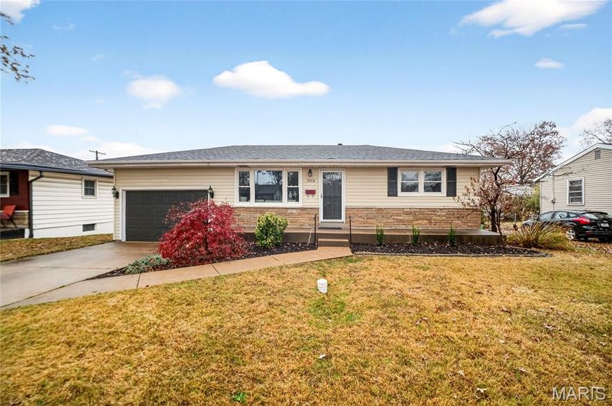 Be prepared to fall in love with this beautifully renovated 2bd, 2bth ranch, overflowing with charm and curb appeal. Sun-filled picture windows brighten the living room, which flows seamlessly into the spacious kitchen featuring gorgeous new quartz countertops, stainless steel appliances, new sink and faucet, ample cabinetry, breakfast bar, and updated lighting. The fully reimagined hall bath offers tile flooring, a subway-tiled tub/shower, and sleek chrome finishes. Both bedrooms include ceiling fans, fresh carpet, and generous closet space. Additional main-level highlights include bamboo flooring, updated vinyl windows, new paint and lighting throughout, plus a coat and linen closet. Head to the finished lower level—perfect for movie nights, a gym, or hosting. The full bath features new tile flooring, shower surround, vanity, and chrome fixtures. The large laundry area provides room for storage and even a workshop. Outside, enjoy a fully fenced backyard with patio and a charming covered front porch. The OVERSIZED 1-CAR GARAGE offers space for parking, storage, trash bins, and a work area. Major updates include NEW roof, gutters, and downspouts (Sept. 2025). Move-in ready and located in a fantastic South City neighborhood—this one is a must-see!