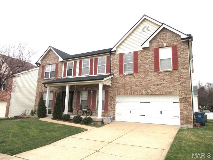 Beautiful and spacious two-story home in Ballwin featuring 4 bedrooms, 2.5 baths, and over 3,100 sq ft. Bright open floor plan with hardwood floors throughout most of the main level. The large family room with wood-burning fireplace flows into the breakfast area and kitchen, which features solid-surface countertops and stainless steel appliances. The main level includes a half bath, oversized laundry room, and mud room. Upstairs offers a spacious primary suite, three additional bedrooms with walk-in closets, and a large bonus recreation area ideal for a playroom, office, or media space. Enjoy the expanded backyard patio for outdoor entertaining. Major updates include water heater (2018), AC (2022), fireplace upgrade (2022), and roof and downspouts replaced in 2023. Great Ballwin location near parks, shopping, and everyday conveniences. Photos will be added on Friday (3/13). Showings start from 3/13.