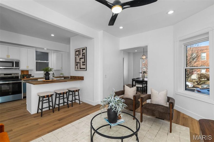 South City 2-story brick home. Perfectly situated just steps from the vibrant energy of Cherokee Street and a short bike ride to Tower Grove Park. Experience the best dining, coffee shops, and nightlife St. Louis has to offer.  Combining 1908 character with a fresh 2024 renovation. 3408 Winnebago St is the move-in-ready gem you’ve been waiting for. 
Experience the perfect blend of traditional charm and modern updates in this move-in-ready 3-bedroom, 2.5-bathroom home. The main level shines with brand-new luxury vinyl plank flooring and a seamless open flow between the kitchen, dining area, and family room—perfect for effortless entertaining.
Ascend the beautifully preserved original wood stairs to an upper-level retreat that perfectly balances historic character with modern functionality. This floor offers the ultimate convenience of second-floor laundry alongside two bright, inviting bedrooms and a stylish shared full bathroom. The true centerpiece is the expansive primary suite—a private sanctuary featuring its own full bathroom and an exclusive balcony view.