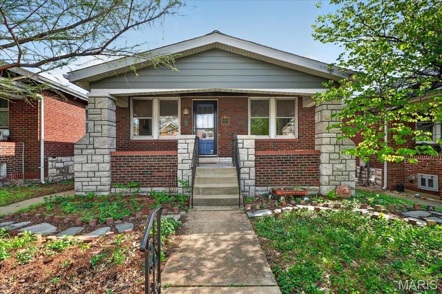Welcome to 5444 Eichelberger in the sought-after Princeton Heights neighborhood! This charming bungalow blends classic character with thoughtful updates and is truly move-in ready. A welcoming front porch sets the tone as you step inside to find beautiful original millwork and stained-glass windows. The spacious kitchen flows seamlessly into a bright sunroom/family room—perfect for everyday living and entertaining. The main level features two comfortable bedrooms and a full hall bath. The walk-out lower level adds valuable living space with a versatile rec room—ideal for a family room, home office, playroom, or guest area—along with laundry and ample storage. Step outside to a fully fenced backyard complete with a garage and additional parking pad, ready for relaxing and enjoying the warmer months. Front yard plantings are native plantings for storm water mgmt. Brand new roof, gutters and siding! All of this in a prime South City location, close to parks, schools, restaurants, and more. Don’t miss this one!